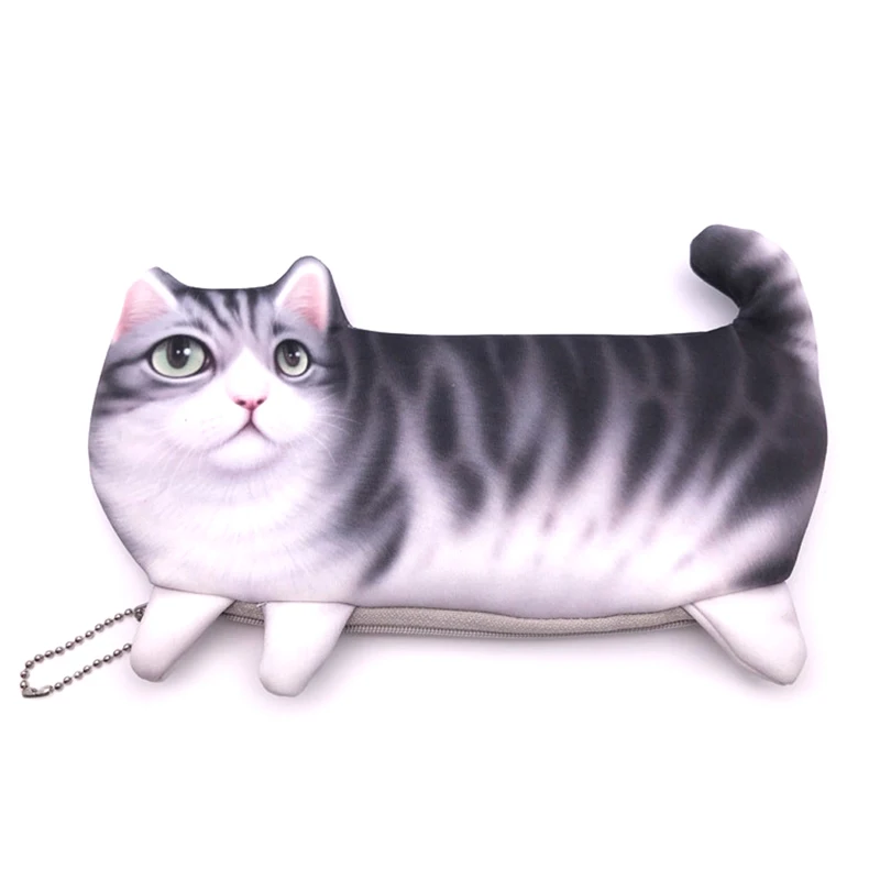 

NEW Kawaii Novelty Simulation Cartoon Cat Pencil Case Soft Cloth School Supplies Stationery Pen Bag Gift for Girl Boy Student sz