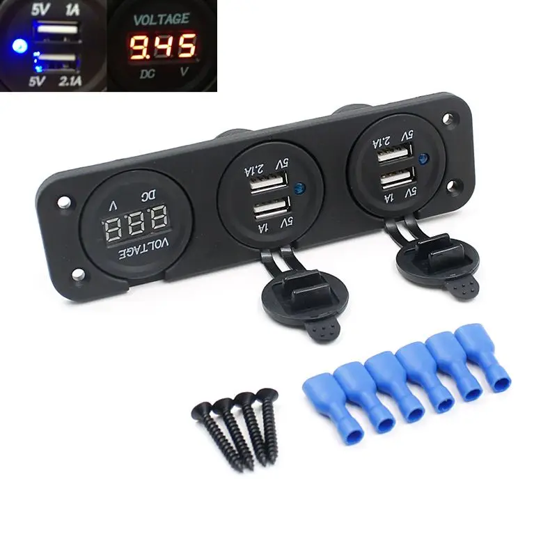 

Universal 12V 24V Car Boat Cigarette Lighter Socket 4 USB Charger Power Adapter Voltmeter Outlet