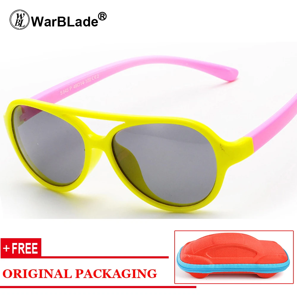 WarBLad Модные Детские поляризованные солнцезащитные очки Childre детские очки с гибкой оправой защитные очки солнцезащитные очки UV400 для мальчиков и девочек - Цвет линз: yellow pink