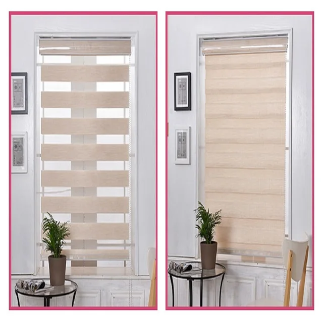 Jute Szövet Függöny Nappali És Éjszakai Dupla Rétegű Zebra Redőnyök Az Ablakokhoz - Image 3