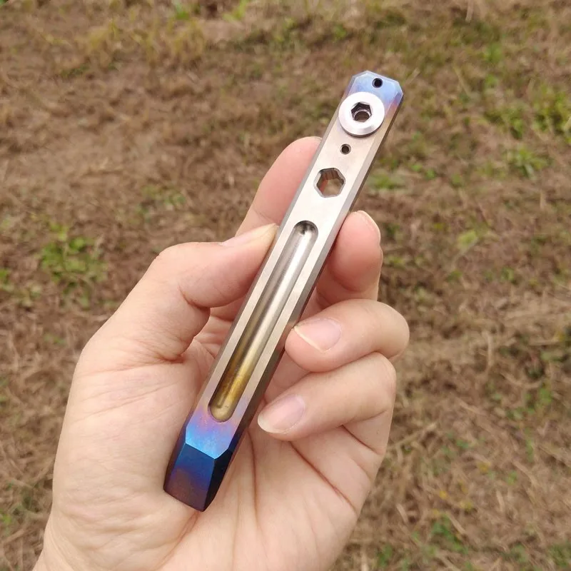 

EDC Titanium TC4 124mm Length 74mm Thickness EDC Prybar Cowbar Pry Bar 50g With Hex Wrench Spanner Milling Cutter Processing