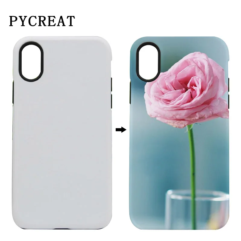 

3D Sublimation Case 2 in 1 For iPhone X Case Silicone TPU+PC Hybrid Coque For iPhone X Fundas 2 in 1 Blank Sublimation Cover 3D