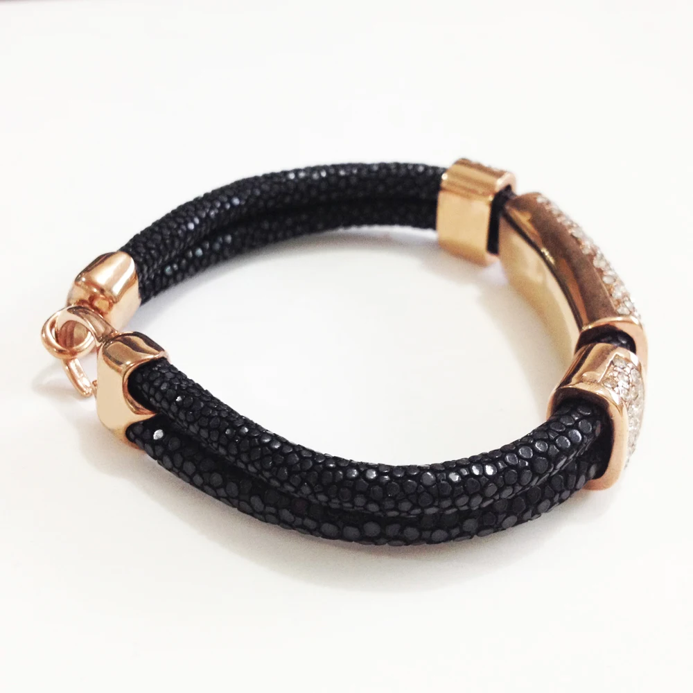 Мужской браслет из натуральной кожи Stingray с кристаллами Suqare|charm bracelet|bracelet withbracelet