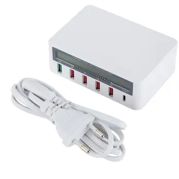 

5 Port USB QC 3.0 Quick Charger 5V 10A AC 100-240V LCD Voltage Current Display For iPhone iPad Samsung