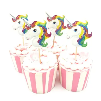 

24Pcs/lot Unicorn Cupcake Topper Pick Party Decoration Baby Birthday Party Supplies