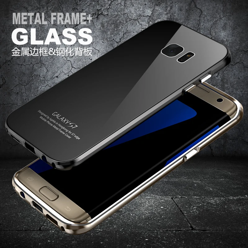 For Samsung Galaxy S7 S7 edge Original LUPHIE Metal Case Luxury Aluminum Frame Tempered Glass Case
