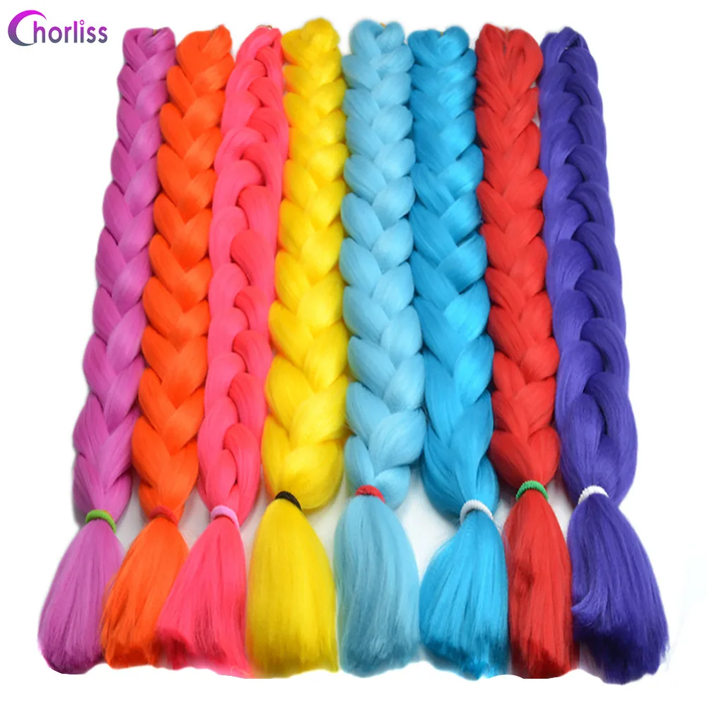 

Chorliss 32Inches 82cm Long Straight Ombre Synthetic Jumbo Braids hair False Braiding Crochet Braids Hair Extensions 165g/pack