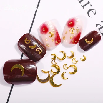 

1Pcs Gold Moon 3mm 4mm 5mm Glitter 3D Nail Art Decoration Alloy Nail Sticker Japan Stud Rivet DIY Charm Nail Tools