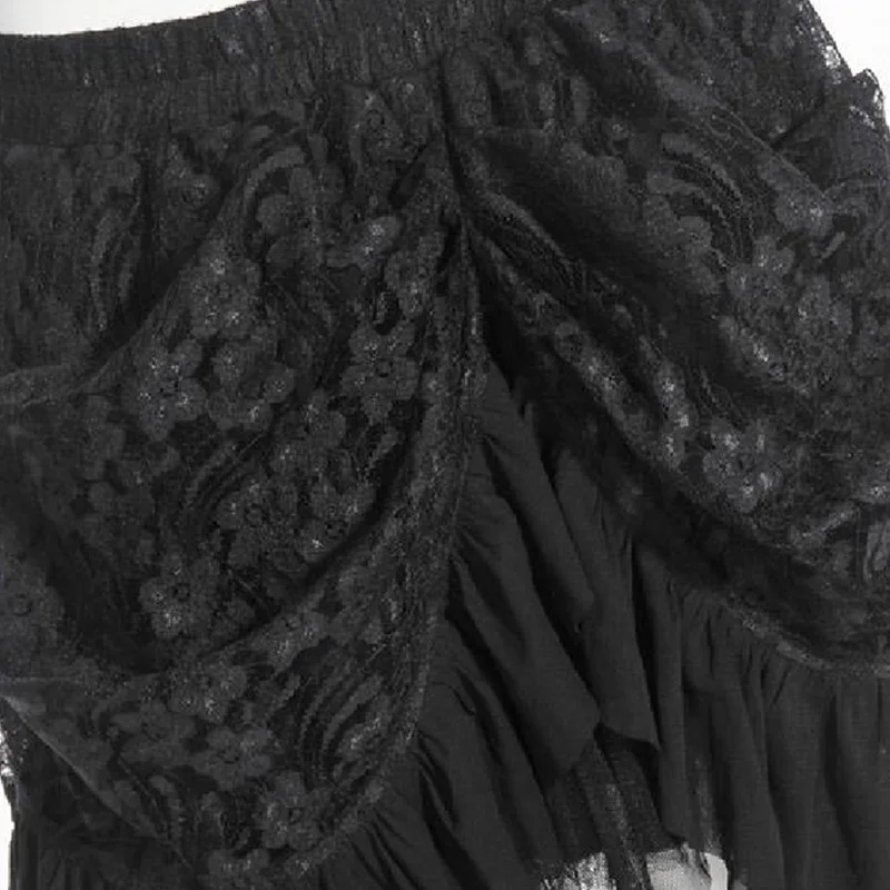 Панк рейв Готическая Лолита юбка длинные кружева стимпанк викторианские вечерние Ретро Вечерние