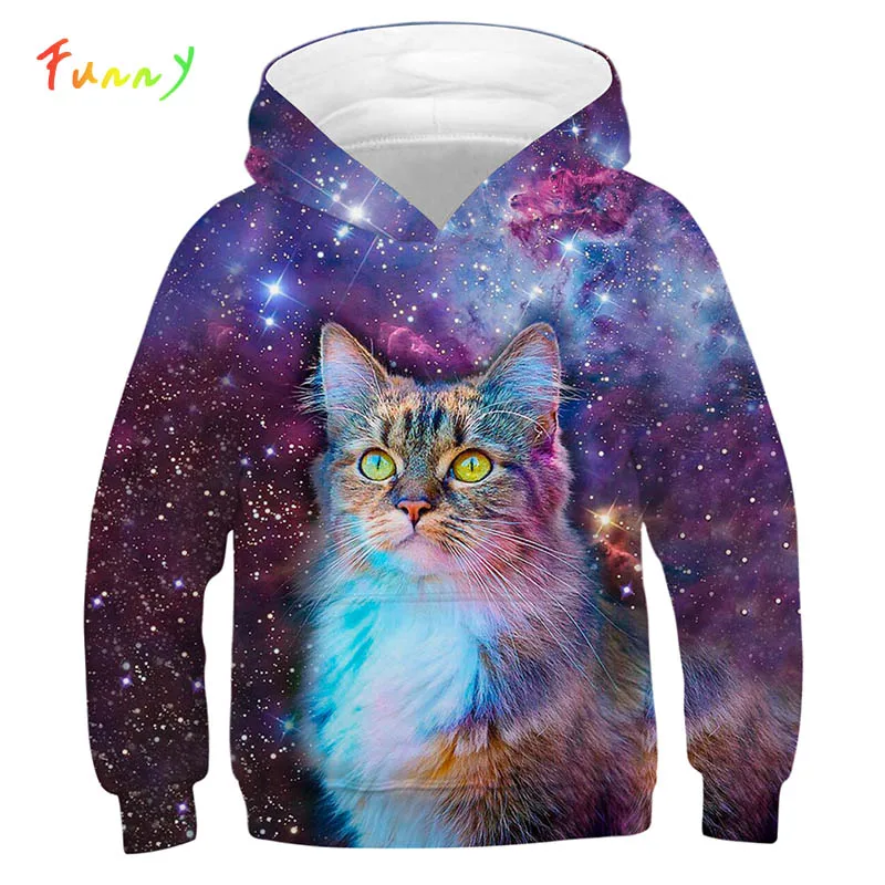 Hoodie Pull Space Fox Galaxy Wolf Sweatshirt Kids Galaxy 3D