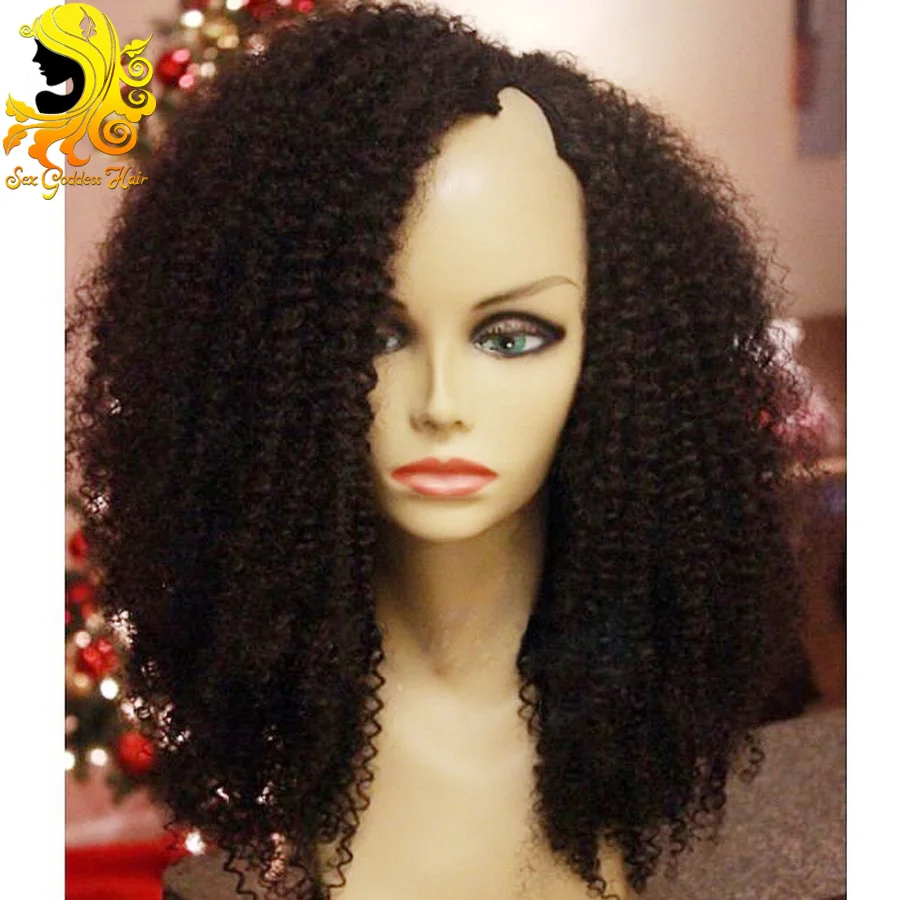 7A Cheap Kinky Curly U Part Wig Mongolian Curly U Part Wigs Virgin Hair