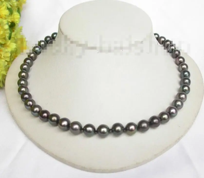 

Hot sale new Style >>>>>AAA Genuine 10mm round peacock black freshwater pearls necklace j7844