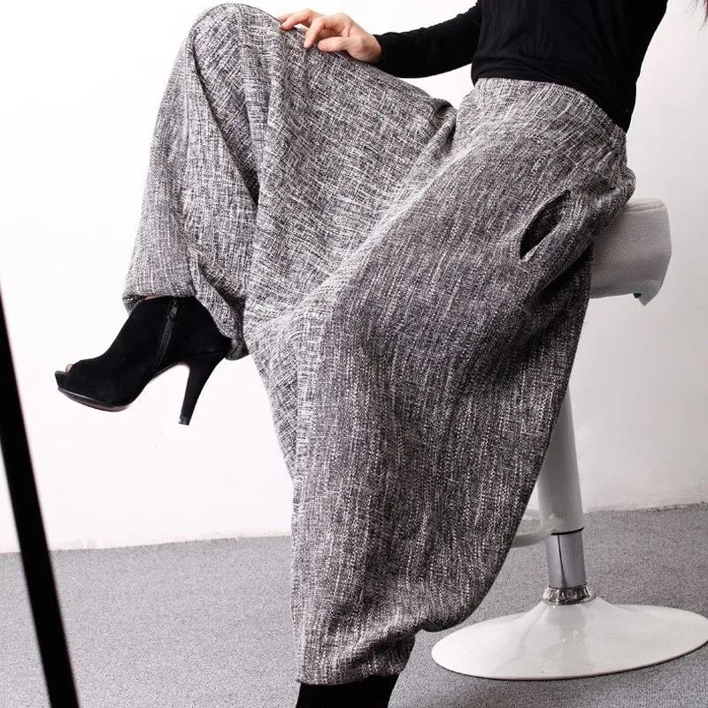 Algodón Pantalones Otoño Marea Cintura Coreano Lino Gran Gris 2018 La Invierno De Falda Tamaño Natural qdXnYw