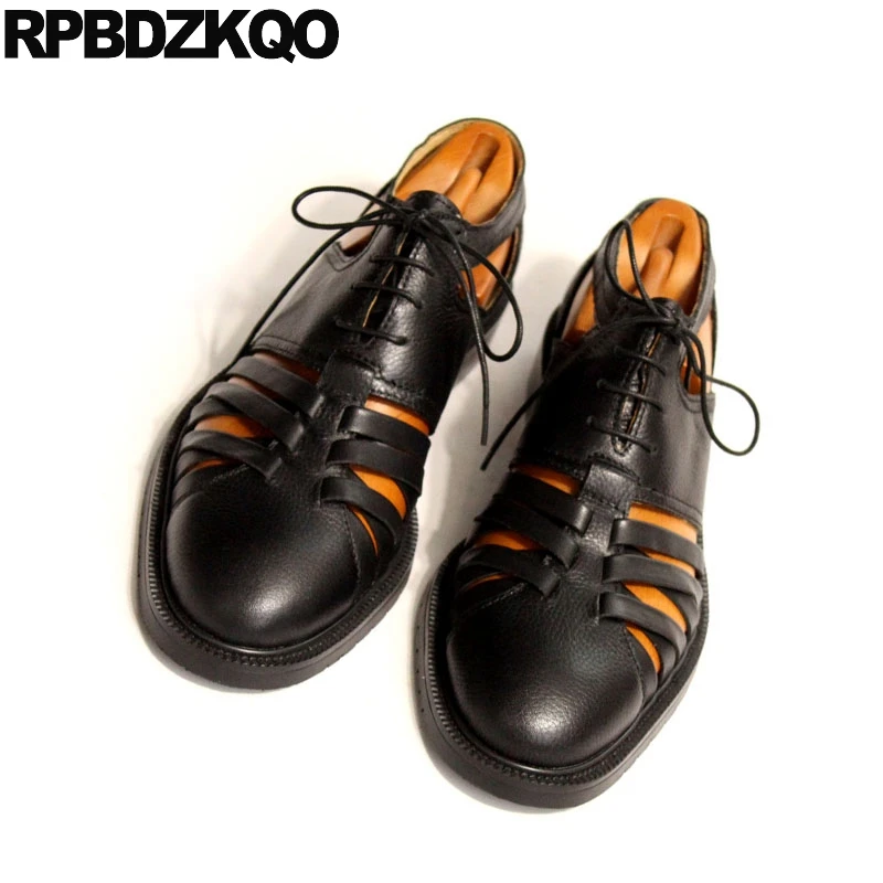 Männer Schuhe Qualität Flache Echtes Luxus Sommer Zehe Hohe Kleid 45 Große Designer Leder Römischen Schwarz Schwarzes Plus Größe Geschlossene Sandalen 2018 xwfXS0I
