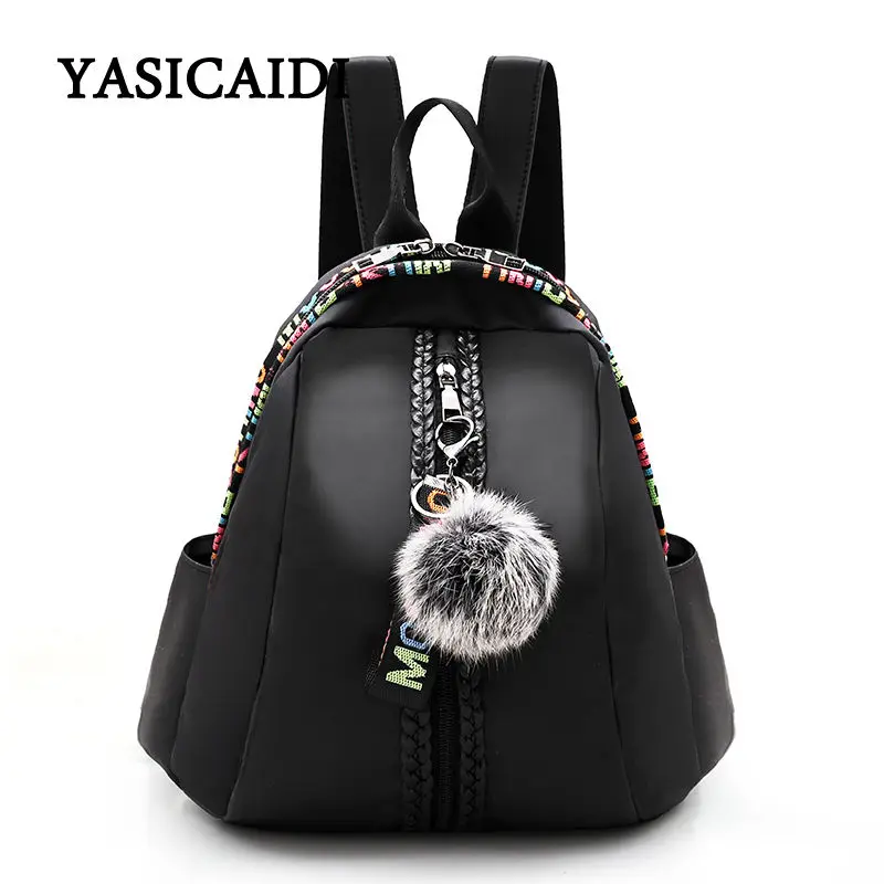 

Fashion Oxford Backpack Women Students Backpacks For Girls Hairball Mochila Female 2018 New Letter Backpack School Bag Bookbag