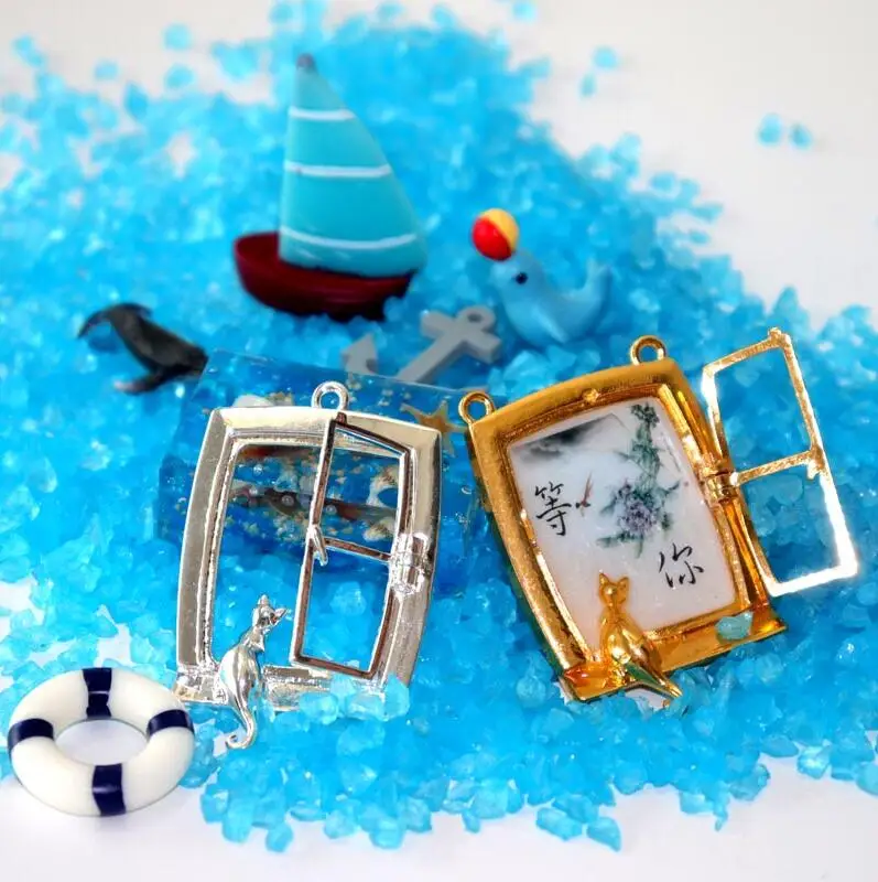 

2PC/SET Cat Crystal Ore Frame Metal Frame Pendant Charm Bezel Setting Cabochon Setting UV Resin Jewelry Making