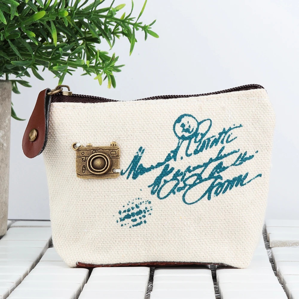 

1PC Retro Coin Purse Women Girls Mini Wallet Pouch Tower Print Change Cards Case Bag Canvas Coin Purse Cute Zip Zero Money Pouch