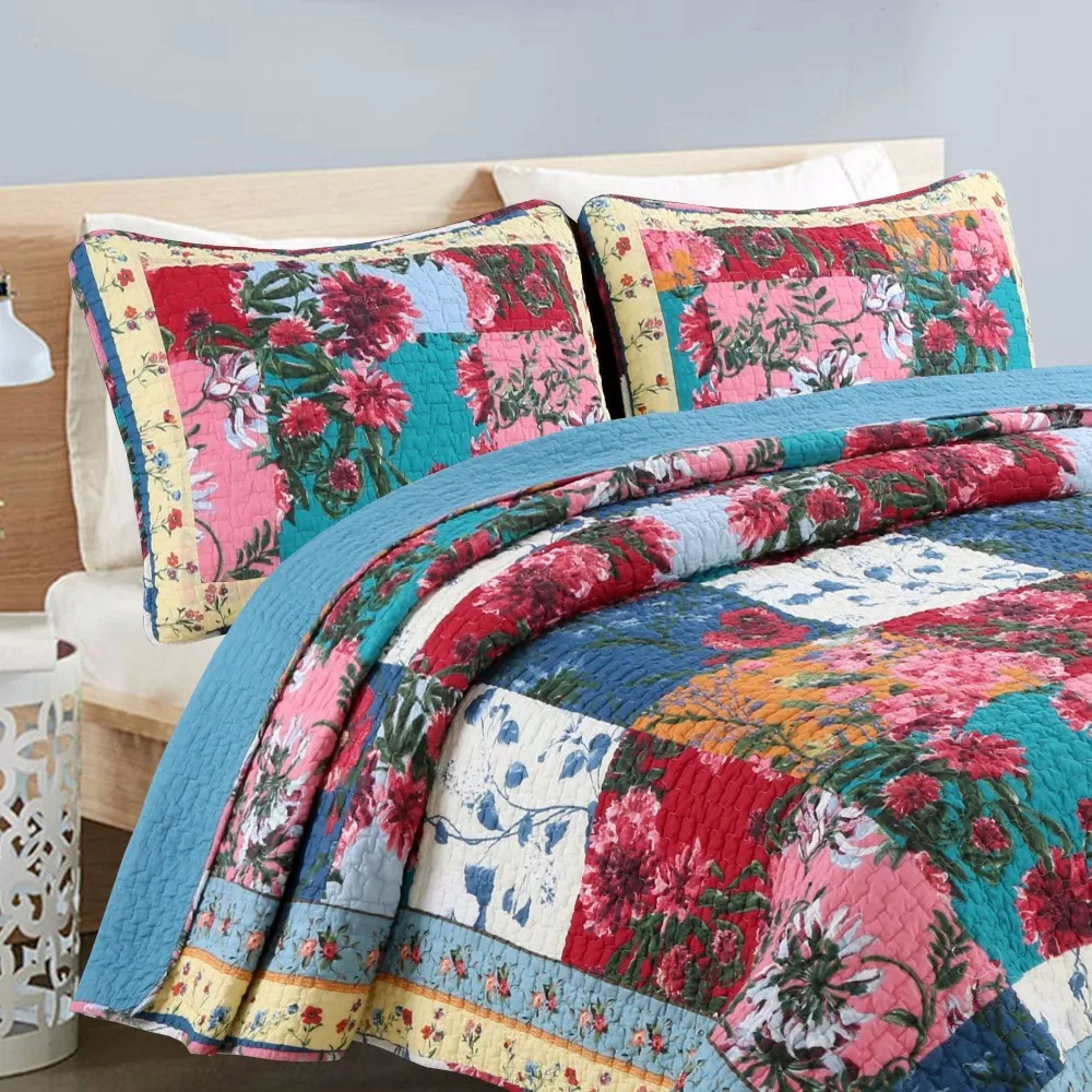 

Manual Flower Quilting 100% Cotton Bedding Set Bed Cover Air Conditioning Bedspread 230x250cm Patchwork Coverlet Bed Cover New