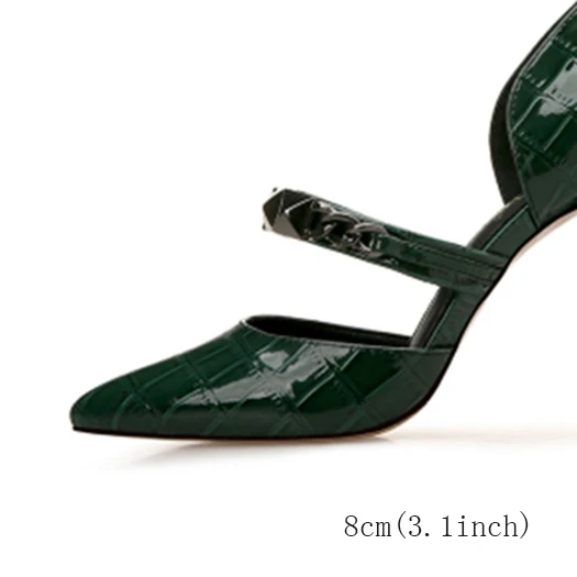 Green 8CM Plus Size Pointed Toe Green Shoes Ultra Ladies Mary Jane Stiletto Pumps Extreme Scarpin Low Heels 12 44 8cm 11 43 High Wine Red - Цвет: Green 8CM