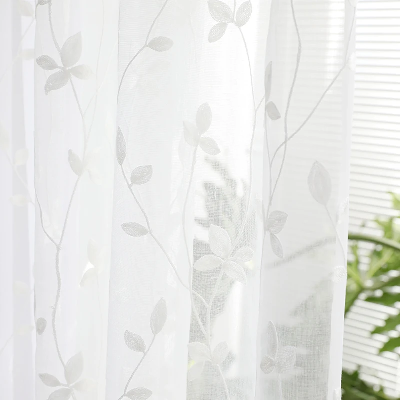 

Chicity Home Decor Tulle Curtains For Living room Embroidered leaf Tulle curtain for bedroom Soft Tulle for kitchen customized
