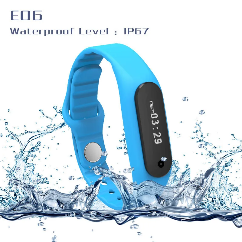 Waterproof Bluetooth font b Smart b font Bracelet E06 Wristband Health Fitness Tracker Sport Smartband font Waterproof Bluetooth font b Smart b font Bracelet E06 Wristband Health Fitness Tracker Sport Smartband font
