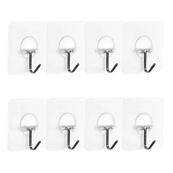 

8PCS Strong Hooks Transparent Self Adhesive Door Wall Hangers Suction Cup Sucker Wall Hanger For Kitchen Bathroom Accessories#Y2