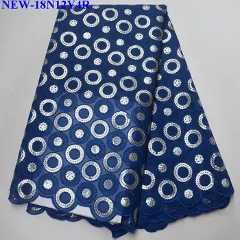 

Royal Blue African Lace Fabric 2018 Embroidered Nigerian Laces Fabric High Quality French Tulle Lace Fabric With Sequin HQ-0-03