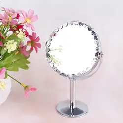 Круговое зеркало для макияжа на 2-портный Dual на стороне круглые Форма светодиода Вращающийся Косметический подставка для зеркала заднего