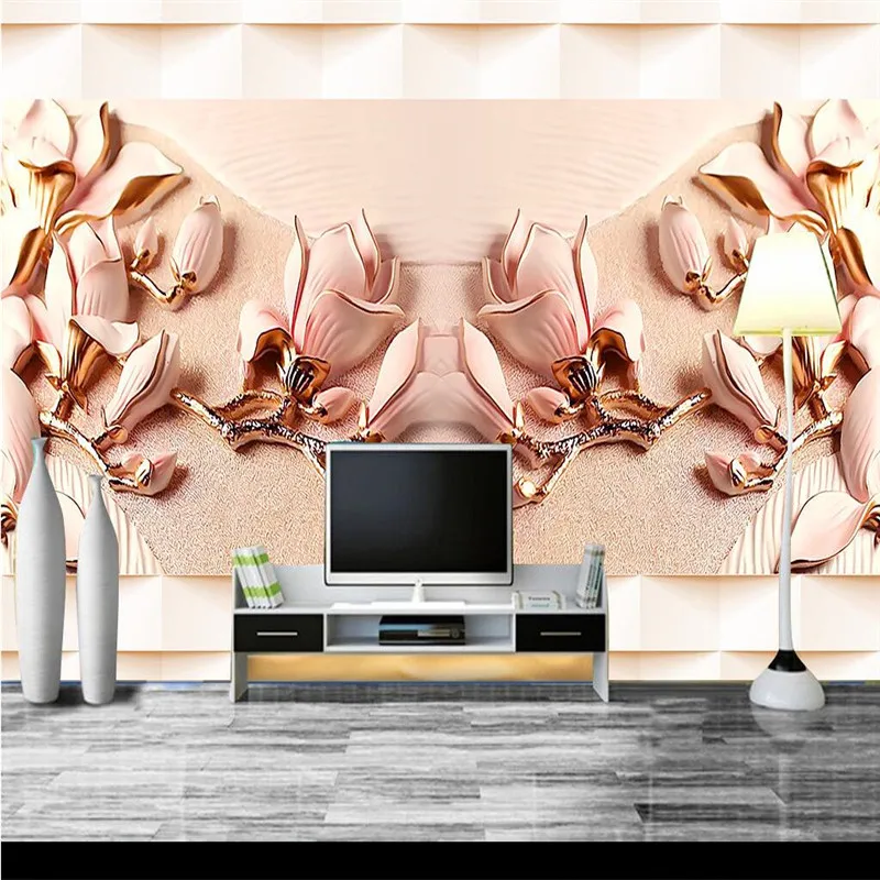Beibehang настенный Декор бумаги 3D классический милосердия цветок магнолии гостиная обеденный hotel покрытия стен murals-3d обои