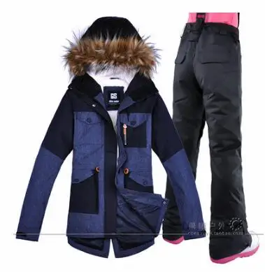 GSOU SNOW Waterproof Windproof Clothing for Women Winter Clothing Free shipping Women's Ski Suit Snowboard Suit Jacket+ Pant - Цвет: set 1