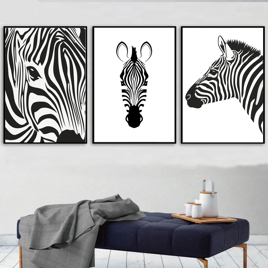 

Black And White Scandinavian Zebra Stripes Pictures Modern Nordic Abstract Wall Poster Art Print Canvas Painting For Home Decor