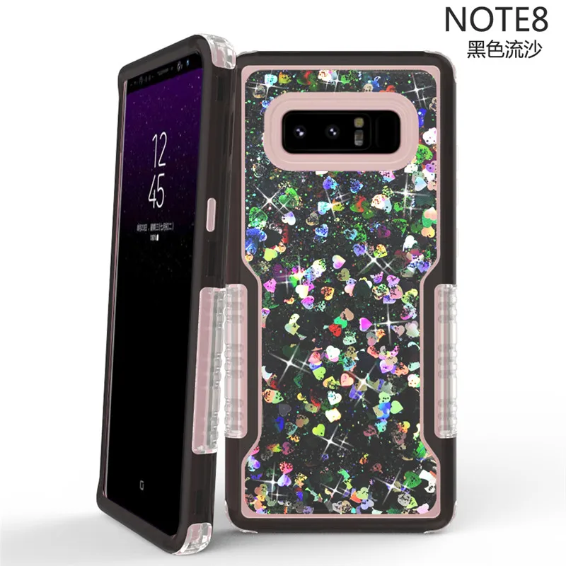 Передняя и задняя 360 Защитный чехол для samsung s8 s9 Plus note8 note9 прозрачный алмаз Модный Блестящий антидетонационный Гибридный Броня - Цвет: Black