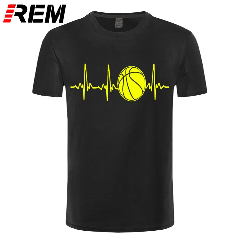 

REM Basketballer Heartbeat ECG Men's T-Shirt Men Brand Clothihng Top Quality Fashion Mens T Shirt 100%Cotton Men New High