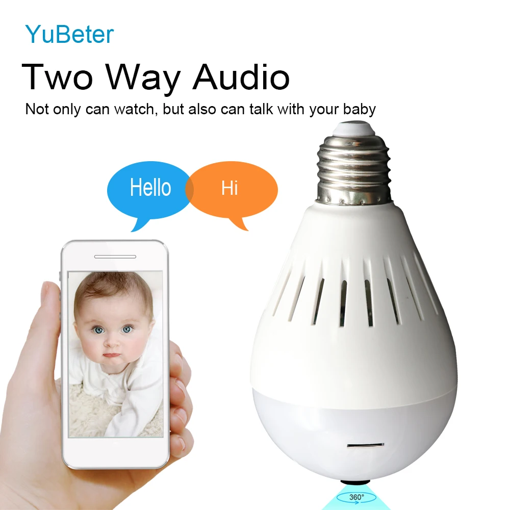

YuBeter 960p 360 wifi IP Cameras Surveillance Security Panoramic Cameras Lamp Bulb Home Security Fisheye Baby Care Two Way Audio