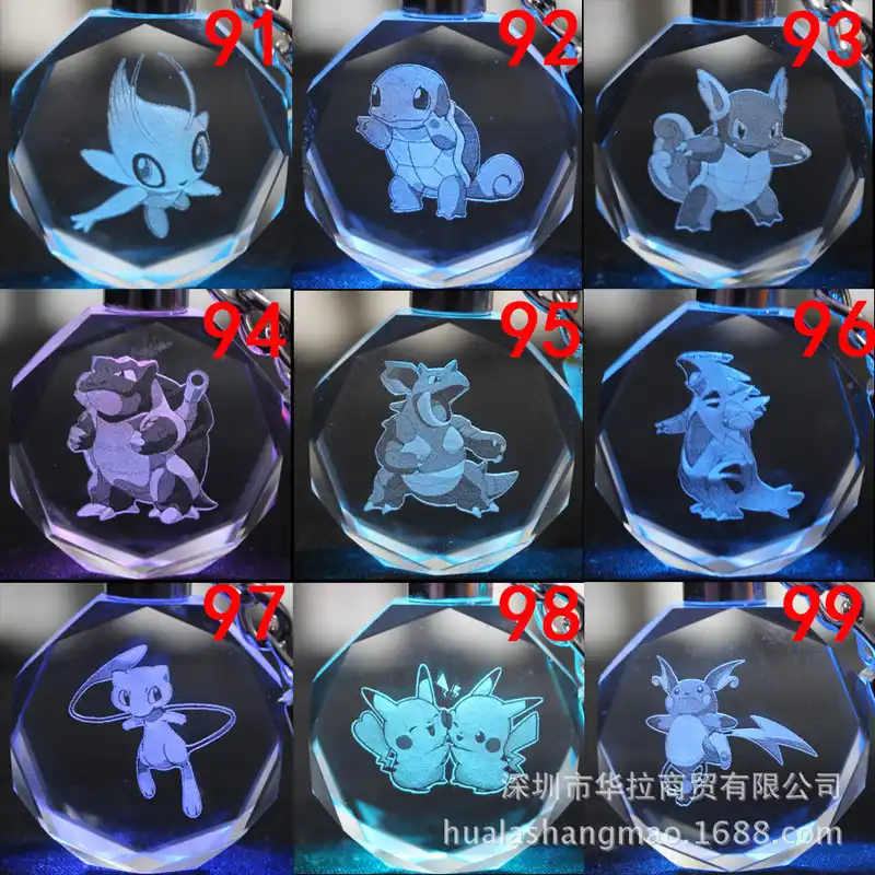 Cartoon Pokemon Keychain Blastoise Celebi Raichu Pikachu Ash Ketchum Bulbasaur Crystal Key Chain Pendant Jewelry Gift Llaveros