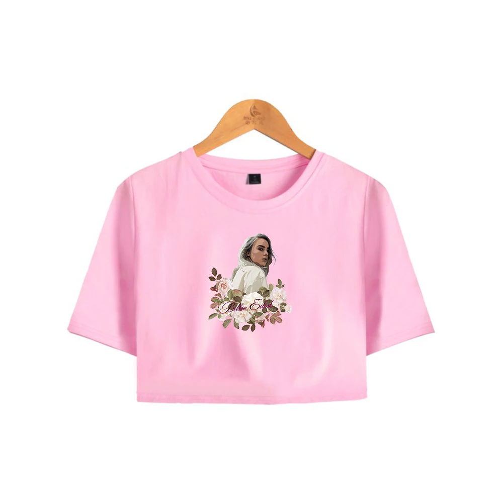 Billie Eilish, Модный женский короткий топ с принтом, летняя футболка с коротким рукавом,, Повседневная Уличная одежда для девушек, Сексуальная футболка