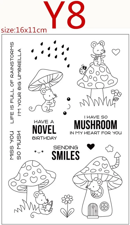 

mushroom Transparent Silicone Rubber Stamp and metal die Sheet Cling Scrapbooking DIY Cute Pattern Photo Album Stamp