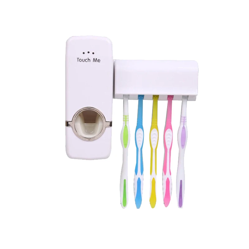 Пластиковый держатель для зубных щеток Набор стойка настенное крепление подставка аксессуары для ванной комнаты пластиковый автоматический диспенсер для зубной пасты держатель для хранения