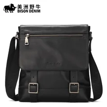 2016 New BISON DENIM Cowhide Genuine Leather Handbag Brand Men Messenger Bag Business Travel Crossbody Bag Men’s Shoulder Bags