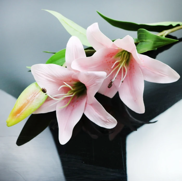 1 букет, высокое качество, искусственная лилия, цветы, Красивый букет для DIY, свадебный фестиваль, домашний стол, садовые украшения, искусственный цветок - Цвет: pink-2