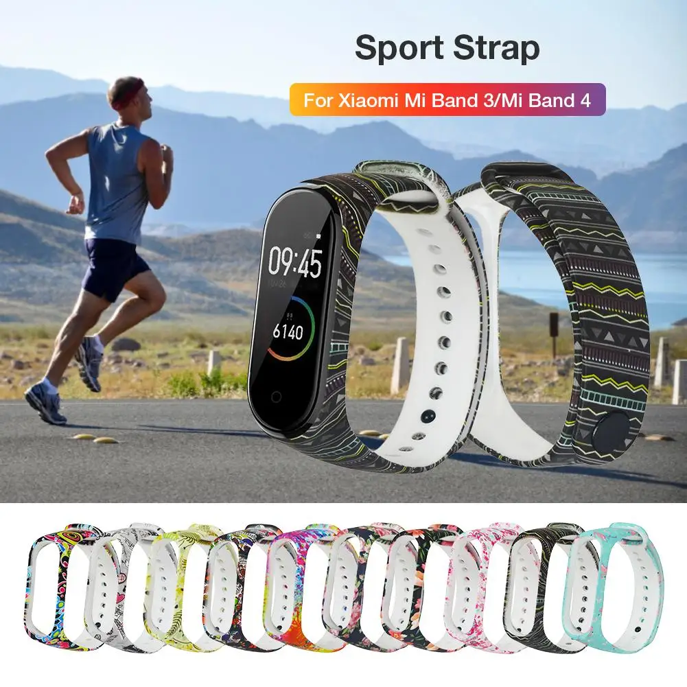 

Universal For Xiaomi Bracelet 4 Mi Band 4 Painted Pattern Personalized Watch Silicone Wrist Strap For Xiaomi Mi Band 4/3 Strap