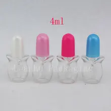 4 ml vazia unha polonês garrafas de plástico com escova, 4cc pequeno frasco de unha polonês, óleo essencial recipiente de plástico 100 pc/lote