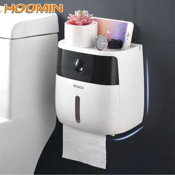 

HOOMIN Creative Plastic Box Paper Storage Tissue Paper Box Holder Wall Mounted Bath Toilet Paper Holder Toilet Tissue Dispenser