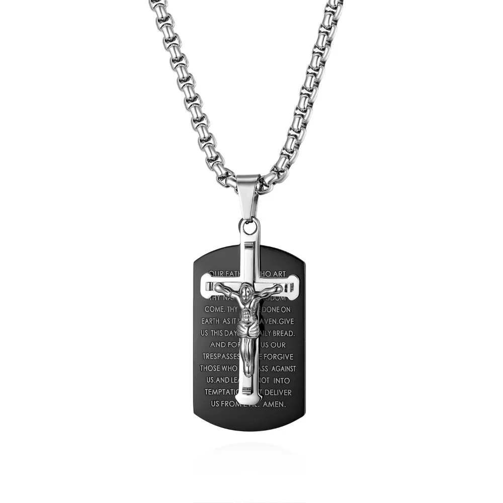 

BONISKISS Men Chain Stainless Steel Necklaces Silver Color Cross Jewelry For Man New Fashion Long Pendants Suspension Choker