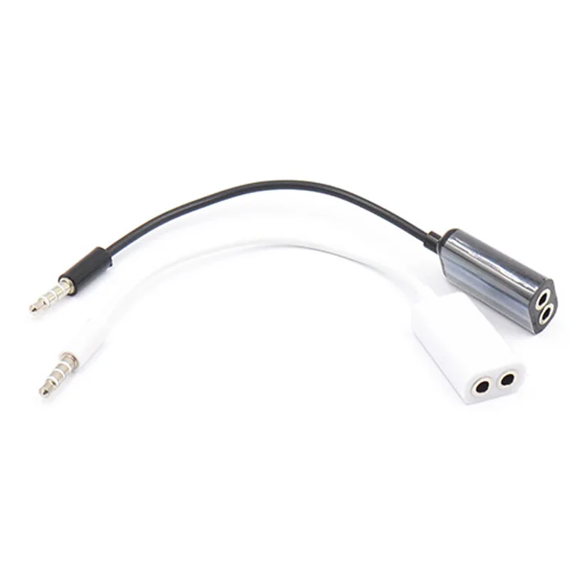 

white/black 3.5mm One in two couples audio line Earbud Headset Headphone Earphone Splitter For Tablet Phone 6 5S 4S MP3
