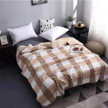 Мягкое дышащее одеяло для кондиционера, тонкие полосатые клетчатые удобные постельные принадлежности, розовое, серое, фиолетовое одеяло