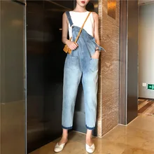 Джинсовый без бретелек для женщин, осень, новая женская одежда, возраст-снижение, женские джинсовые штаны harlan, джинсы с задним ремнем 8009