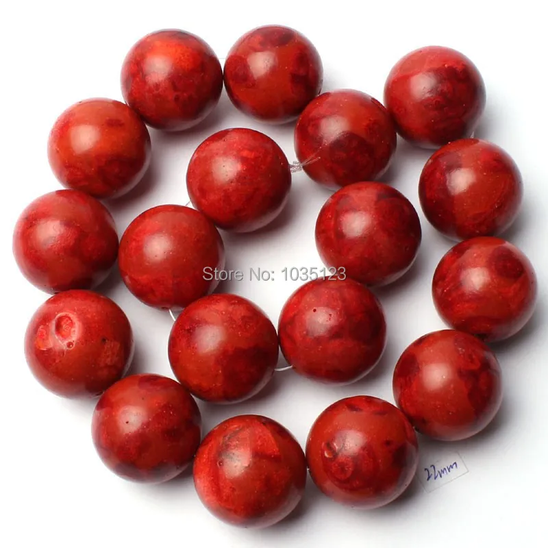 

Free Shipping 22mm Natural Red Sponge Coral Round Shape Gems Loose Beads Strand 15" DIY Creative Jewellery Making w1916
