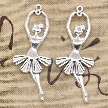 

6pcs Charms Ballet Dancer Ballerina 61x24mm Antique Bronze Silver Color Plated Pendants Making DIY Handmade Tibetan Jewelry