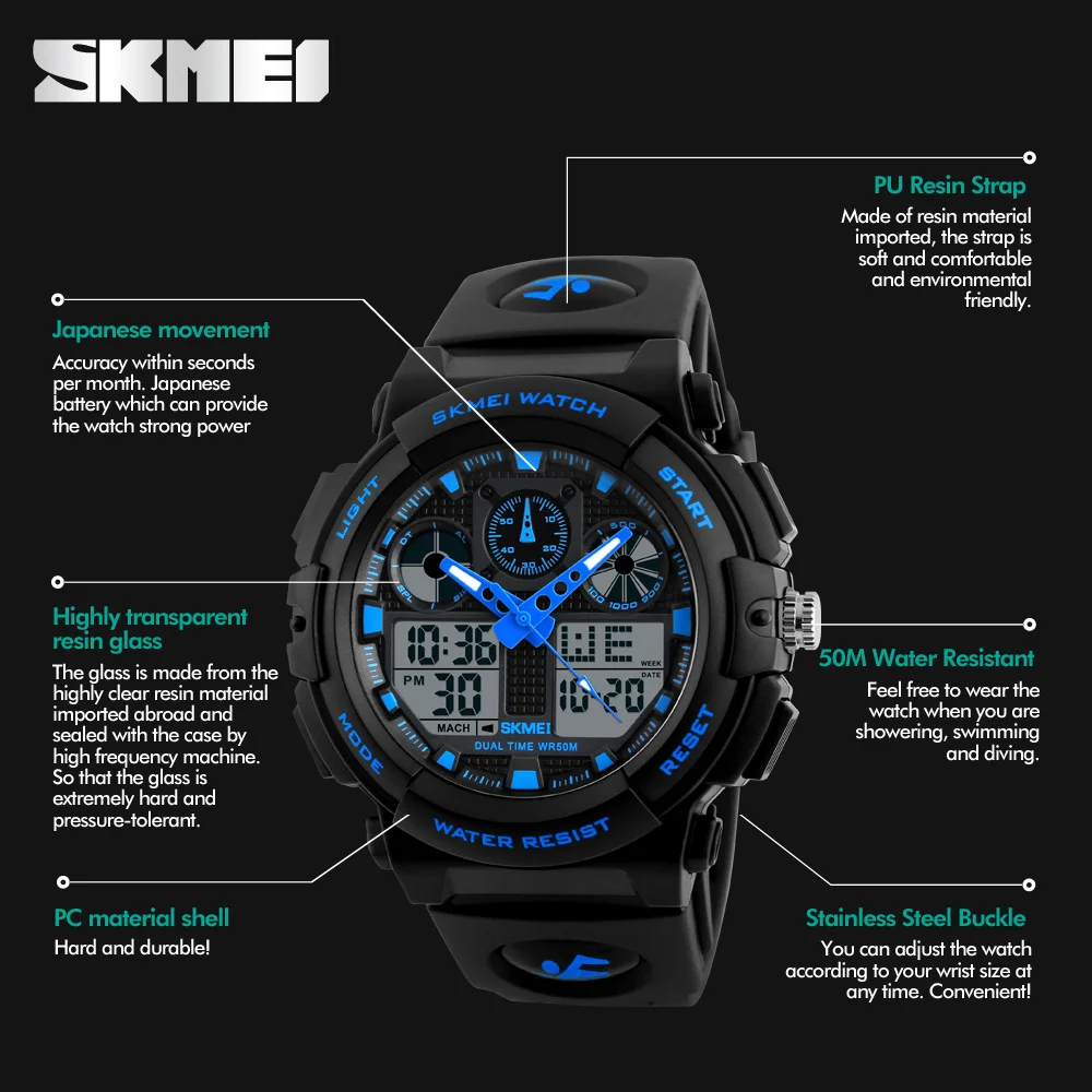 SKMEI – montre de sport numérique Led pour homme, marque de luxe